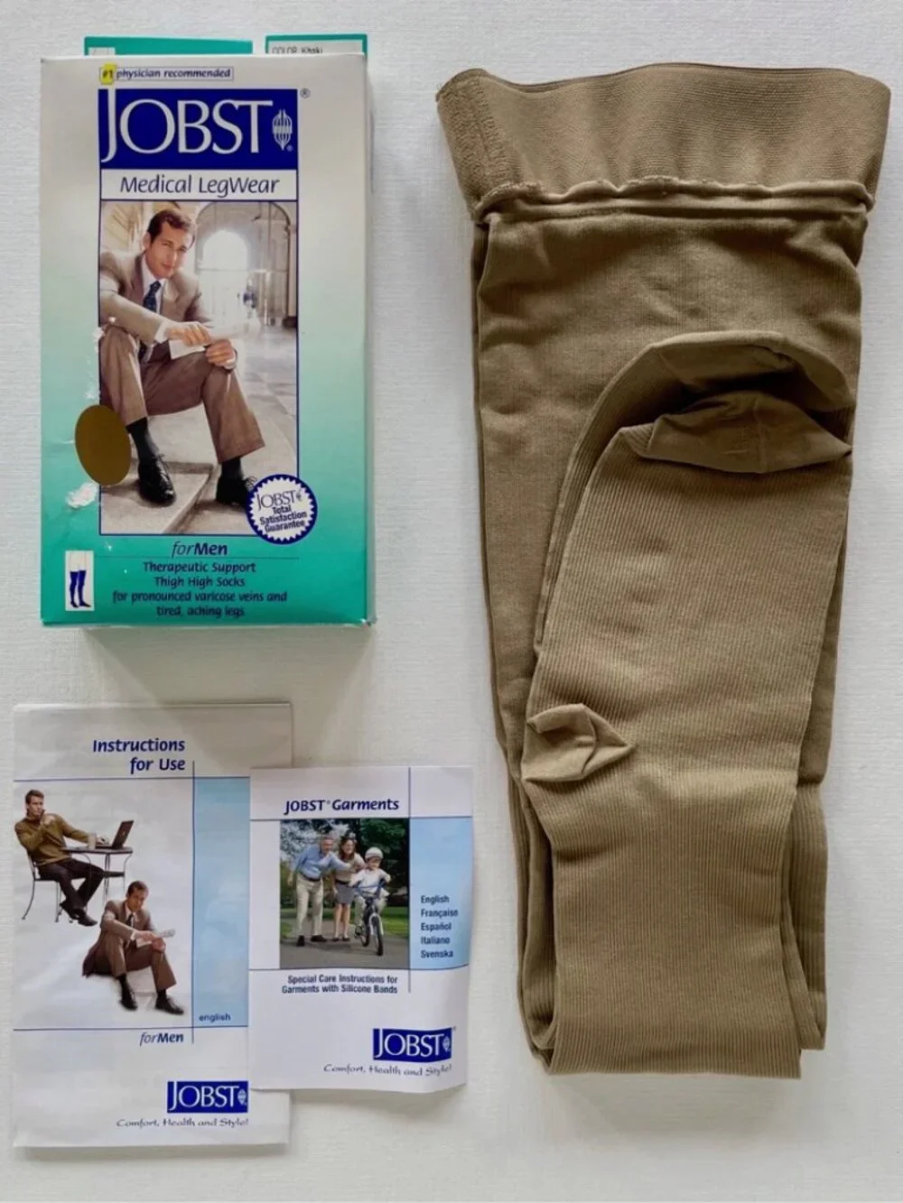 NEW JOBST FOR MEN FIRM COMPRESSION THIGH HIGH SOCKS STOCKINGS 20-30 MMHG MEDIUM